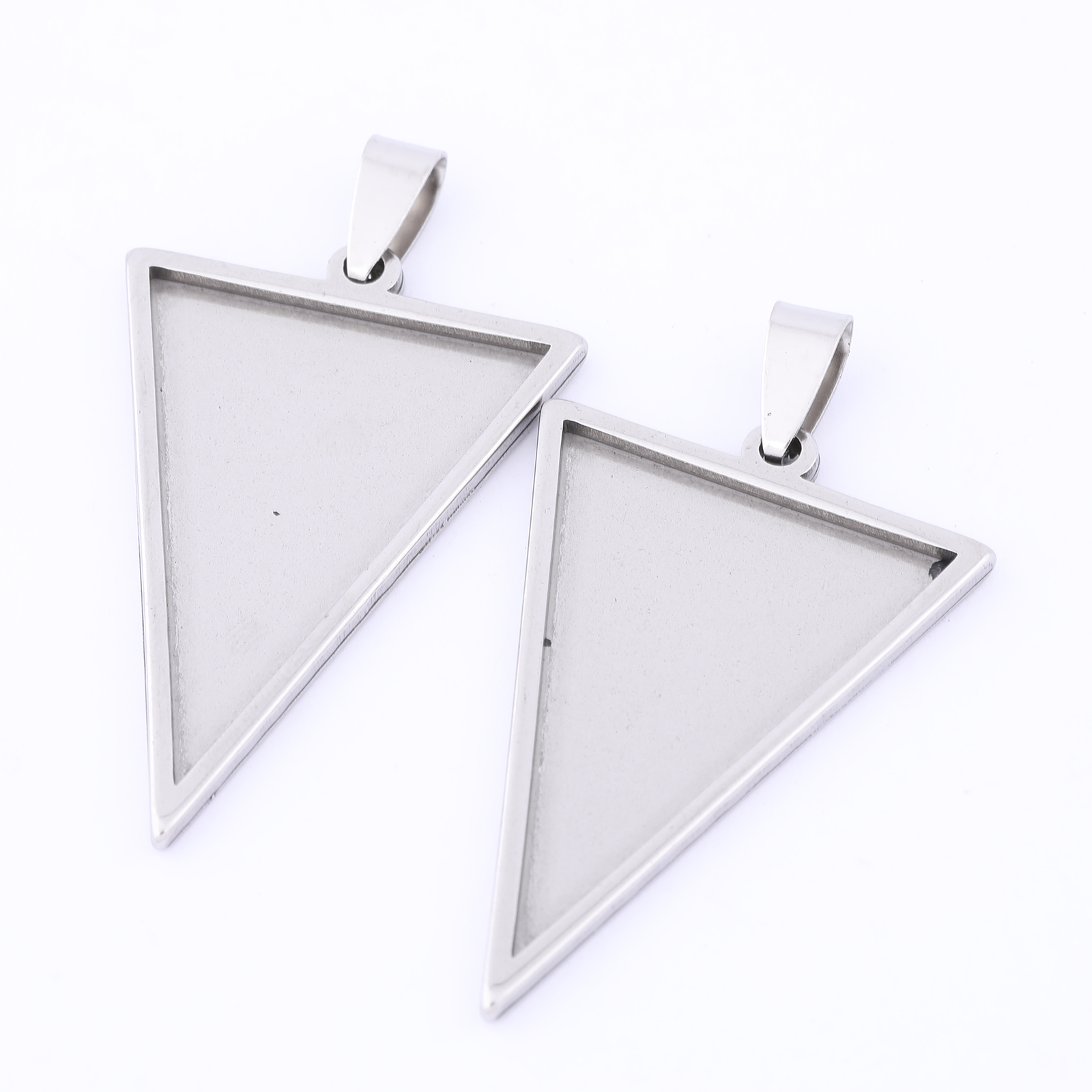 Bezels Set Pendant - 5pcs Stainless Steel 25x35mm Triangle Cabochon