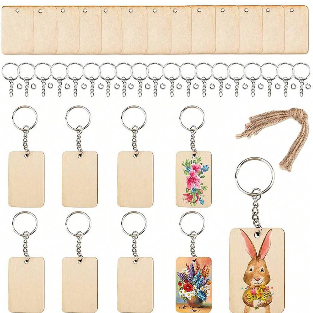60pcs Blank Wooden Key Chains  - Wood Ring Blank recensione e prezzo