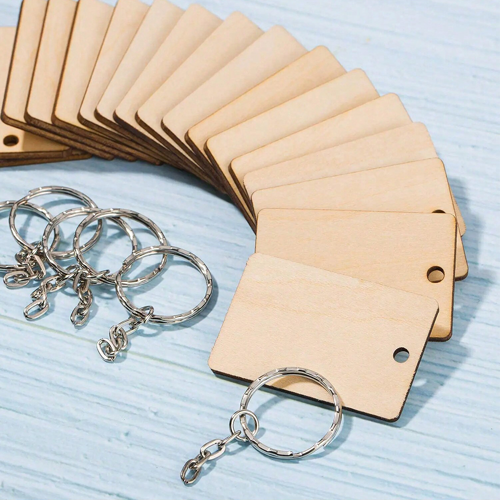 60pcs Blank Wooden Key Chains  - Wood Ring Blank recensione e prezzo
