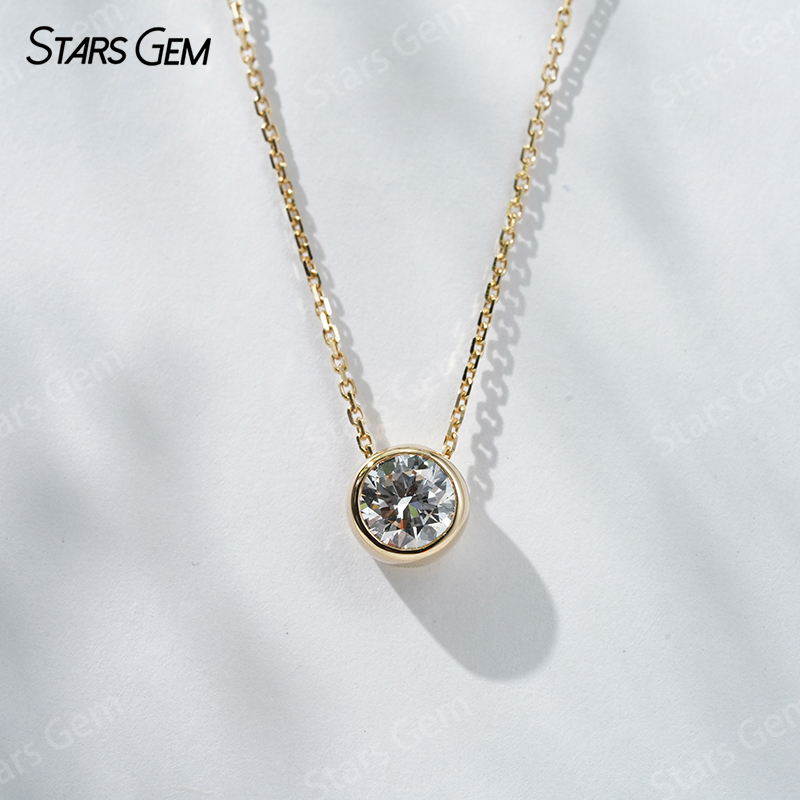 18K Gold 6.4mm 1.0ct Round Bri - Bezels Set Pendant recensione e prezzo