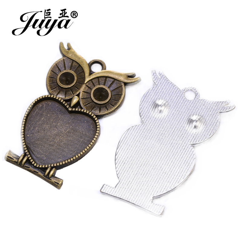5pcs/lot 25mm Heart Shape Owl  - Bezels Set Pendant recensione e prezzo