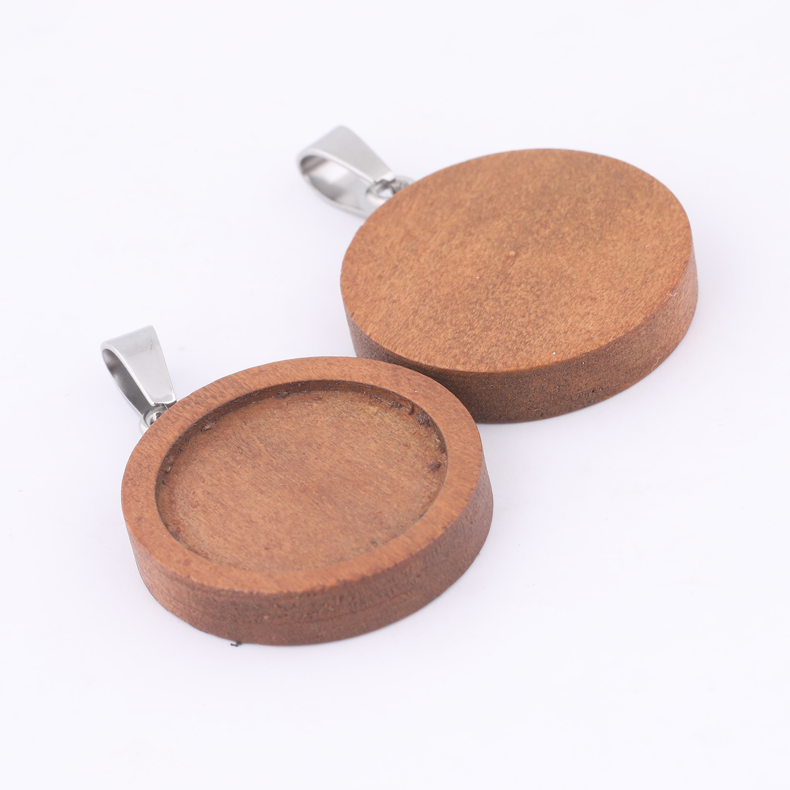 10pcs 20mm Round Wood Cabochon - Bezels Set Pendant recensione e prezzo