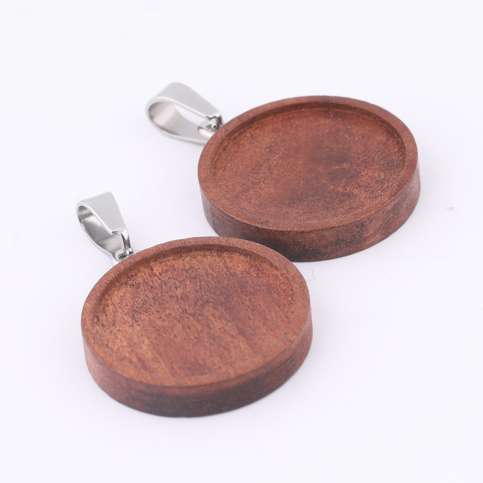 10pcs 20mm Round Wood Cabochon - Bezels Set Pendant recensione e prezzo