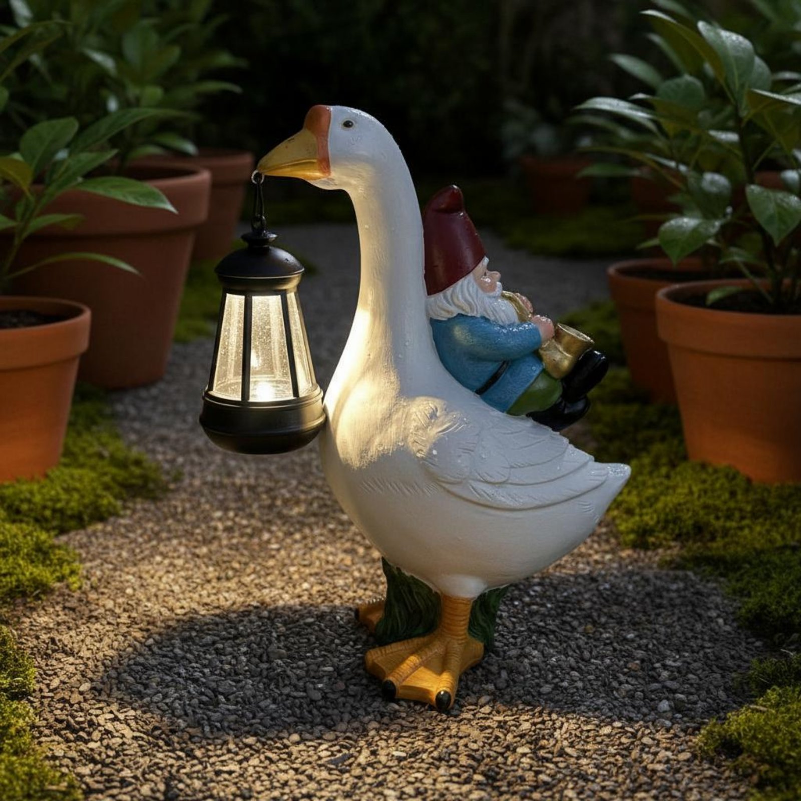 Gnome Riding Goose Statue Weat - Resin Crafts recensione e prezzo